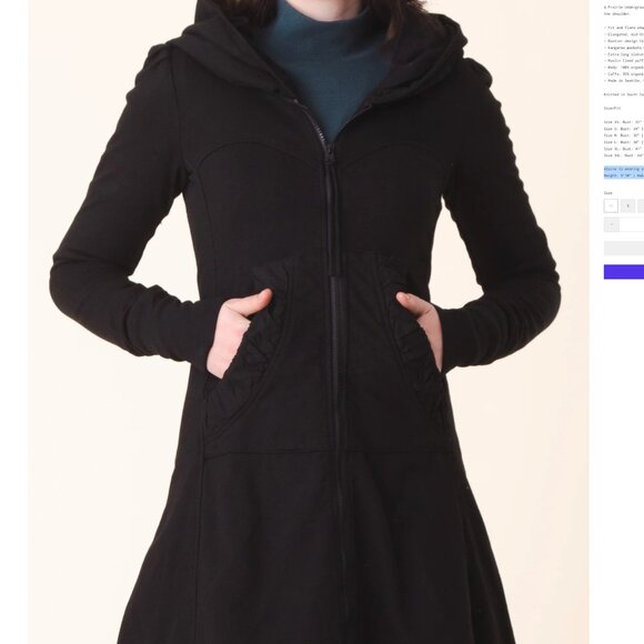 Prairie Underground Long Cloak Hoodie in Black - XS - Steampunk - Lagenlook - Picture 9 of 10